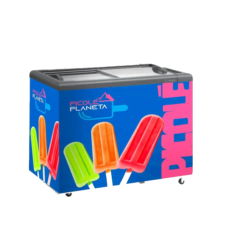 Freezer horizontal personalizado da Picolé Planeta